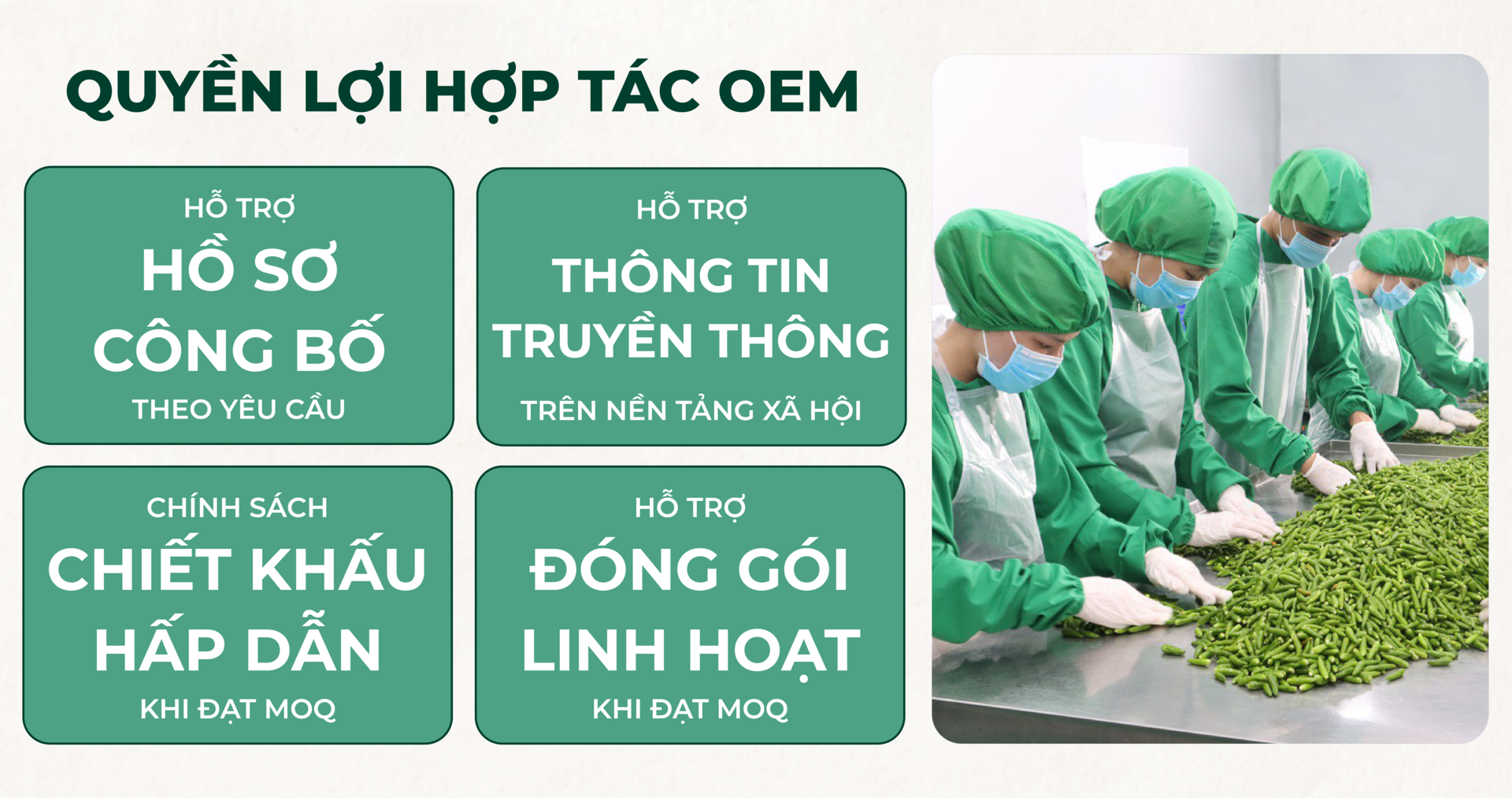 Quyền lợi hợp tác OEM cùng Dh Foods